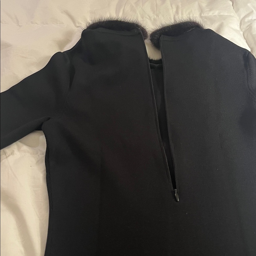 Escada Black dress with real mink fur trim - Picture 5 of 10